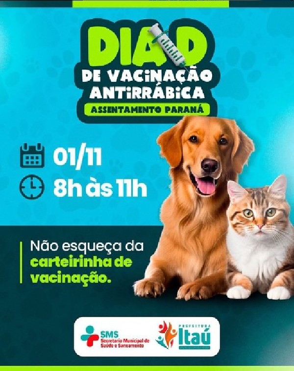 Amanhã é o Dia D da Vacinação Antirrábica no Assentamento Paraná!